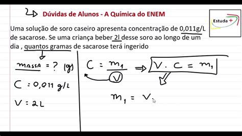 Qual O Volume De Uma Solução Que Apresenta Concentração De 15 G L Em 20 G De Soluto Youtube