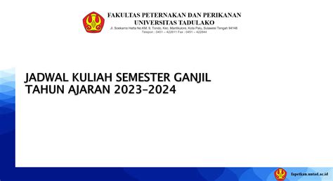 Jadwal Kuliah Semester Ganjil Ta