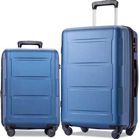 Merax Blue Piece Expandable Abs Hardshell Spinner Luggage Set With