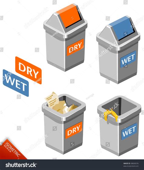 Trash Bin Isometric Vector Stock Vector Shutterstock