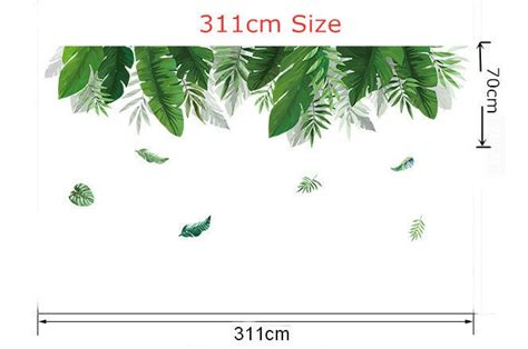 Big Tropical Palm Leaf Wall Stickers Green Plants Wall Decal Etsy