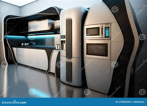 Futuristic Kitchen, with Sleek Appliances and Futuristic Design Stock ...