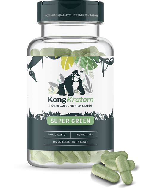 Super Green Malay Kratom Capsules Kong Kratom