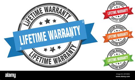 Lifetime Warranty Stamp Round Band Sign Set Ribbon Label Stock Vector