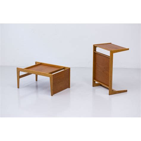 Pair Of Vintage Nikko Bedside Tables In Solid Oak And Teak By Yngvar