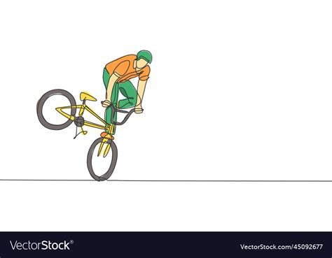 One continuous line drawing of young bmx bicycle Vector Image