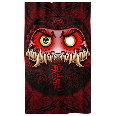 Demon Daruma Curtains 50x84 Printed Window Panels Funny Anime Decor Art Print Monster