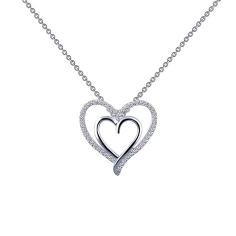 Sterling Silver Cubic Zirconia Double Heart Pendant With Chain