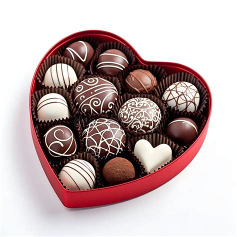 Box Of Chocolates In The Shape Of A Heart For Valentine`s Day Stock