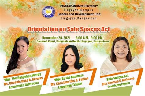 An Orientation On Safe Spaces Act Pangasinan State University