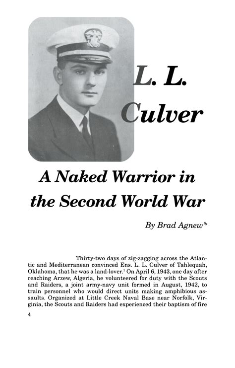 L L Culver A Naked Warrior In The Second World War The Gateway To