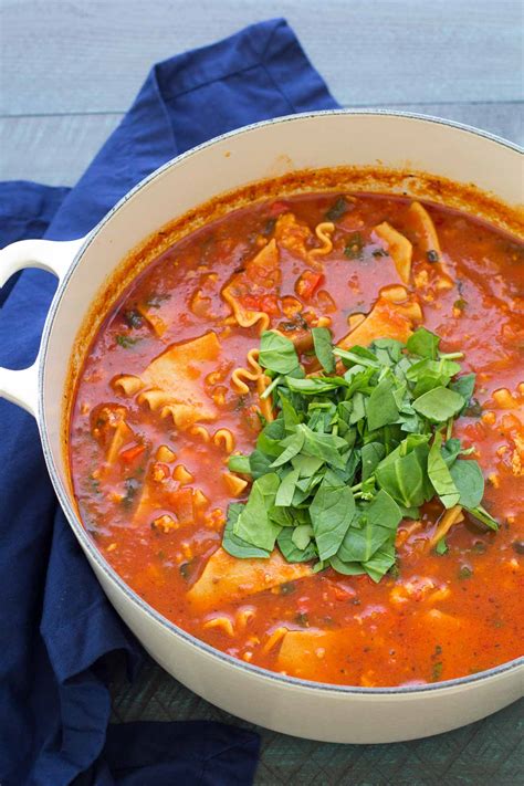 One Pot Lasagna Soup Lightened Up Kristine S Kitchen