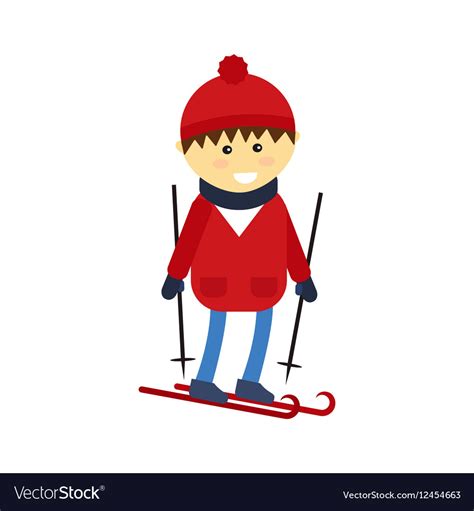 Skiing Boy Royalty Free Vector Image Vectorstock