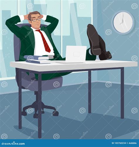 Carefree Businessman Sleeps In Workplace Stock Vector Illustration Of