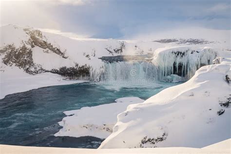 Godafoss Waterfall in Iceland during Winter Stock Photo - Image of ...