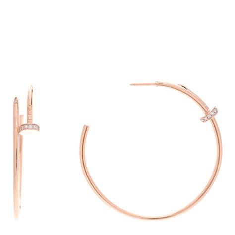 CARTIER 18K Pink Gold Diamond Juste Un Clou Hoop Earrings 1284203