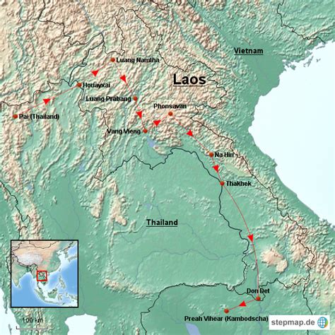 Stepmap Laos Landkarte F R Asien