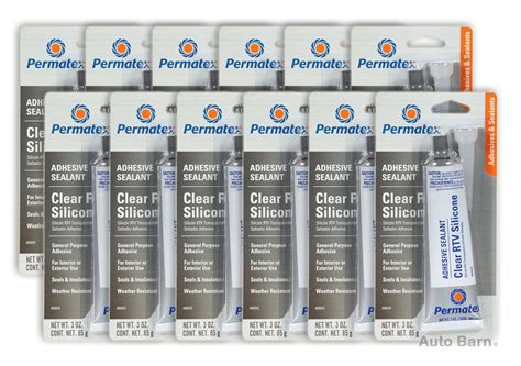 Permatex 80050 12pk Clear Rtv Silicone Adhesive Sealant 3 Oz Pack Of