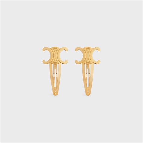 Celine Set Of Snap Hair Clips In Brass With Gold Finish And Steel