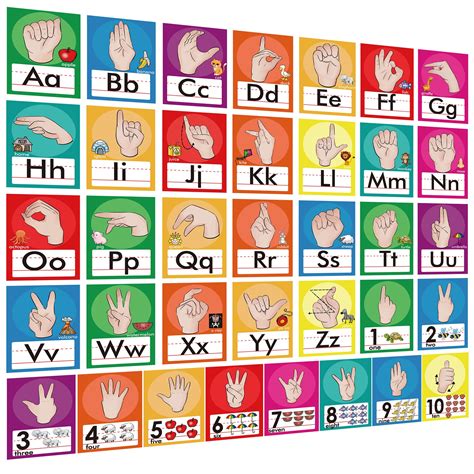 Buy 36 Pieces ASL Alphabet Line Bulletin Board Set ABC Number Sign