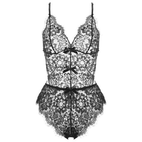 Seduction Pajama For Women Lace Bodysuit One Piece Lingerie Transparent Pajamas Sexy Lashes Lace