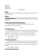 PH202 Lab 2 Thermal Conduction Docx Lauryn Feller Erik Jensen PH202