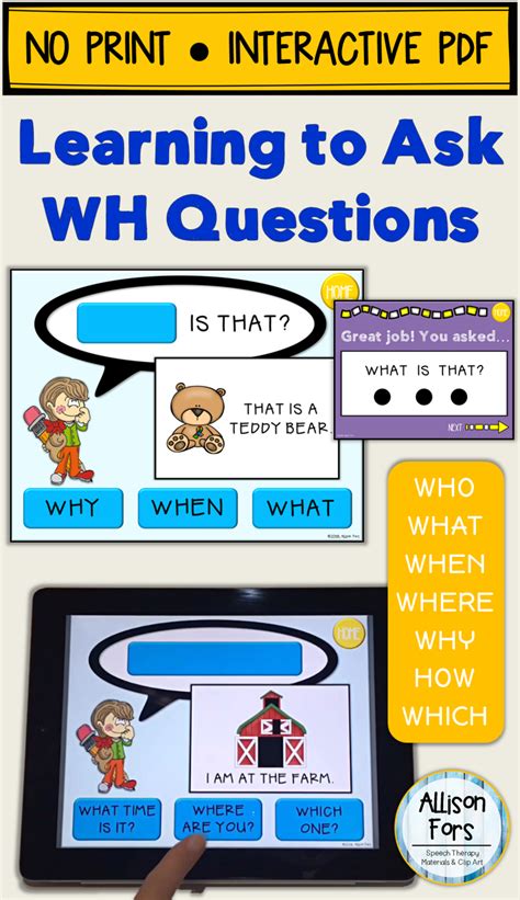 Asking Wh Questions Speech Therapy No Print Digital Activity Speech