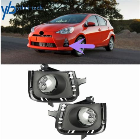 For Toyota Prius C Driving Bumper Fog Light Lamps W Bezel