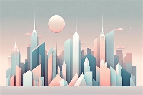 Premium Ai Image Clean Minimal Building City Skyline Illustration