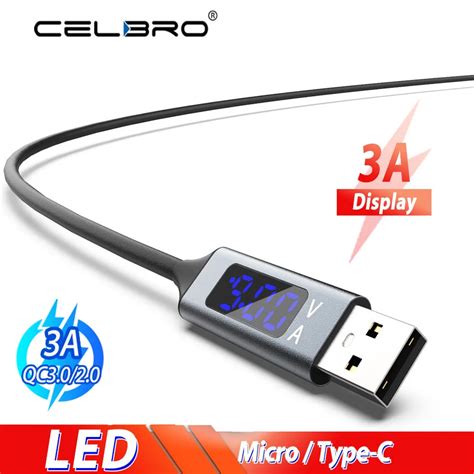 Led Display Micro Usb Type C Fast Charging Cable Quick Charge 30 Usbc Microusb For Samsung S20