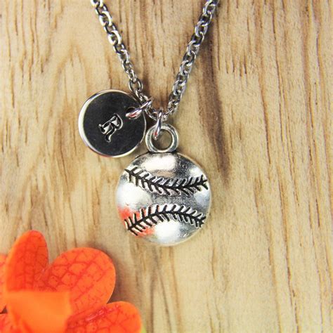 Softball Necklace Silver Softball Charm Necklace Softball Pendant