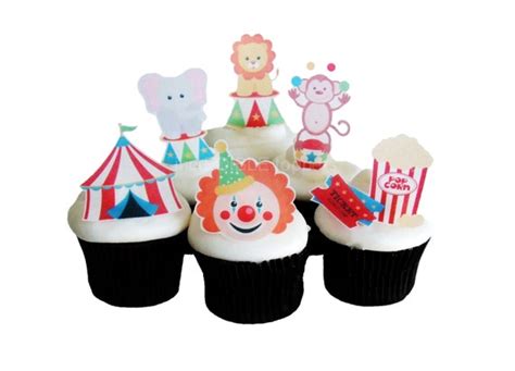 CIRCUS BIRTHDAY 12 Edible Cupcake Toppers Birthday Party