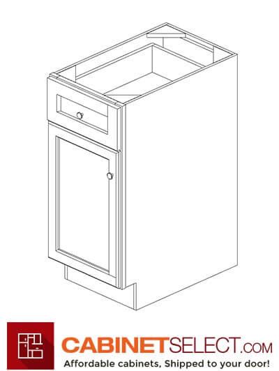 PW B15 Petit White Shaker 15 1 Drawer 1 Door Base Cabinet