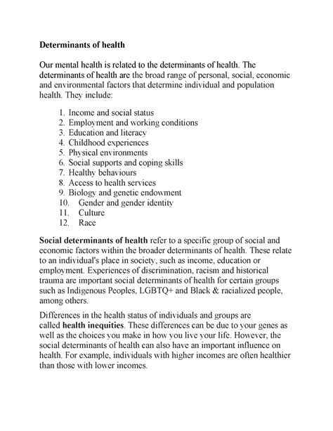 Social Determinants of Health - Mental Health Literacy