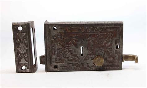 Antique Victorian Cast Iron Rim Lock With Pull Olde Good Things