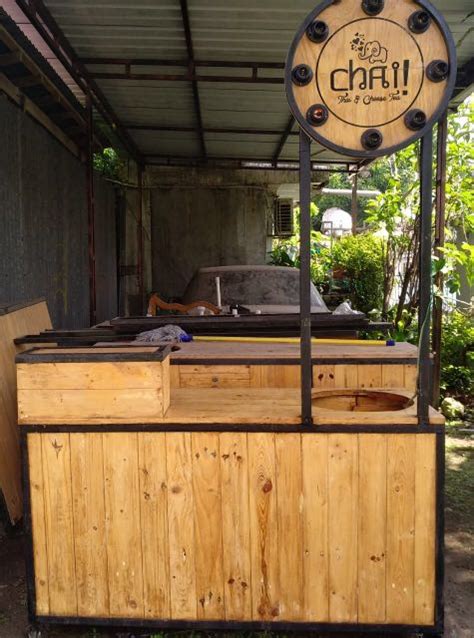 Gerobak Kayu Stand Booth Jati Belanda Jualan Minuman Perabotan Rumah