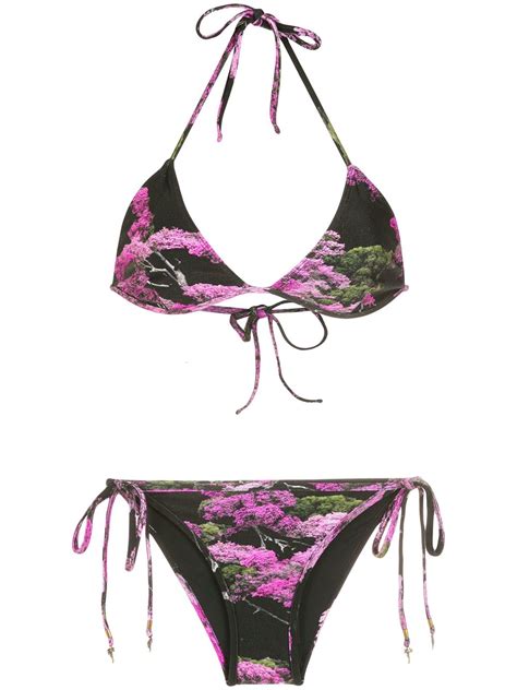 Andrea Bogosian Floral Print Bikini In Black ModeSens