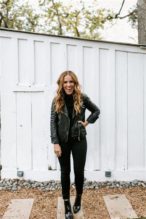 4 Ways To Style A Leather Jacket Rachel Hollis Faux Leather Jacket Outfit Jacket Outfit