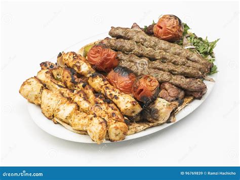 Lebanese Mixed Grill Plate Isolated On White Stock Image Image Of