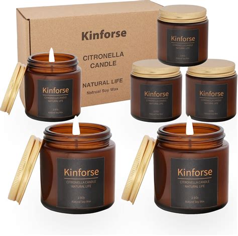 Kinforse Lot De Grandes Bougies Parfum Es La Citronnelle