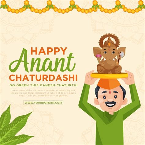 Premium Vector Happy Anant Chaturdashi Indian Festival Banner Design