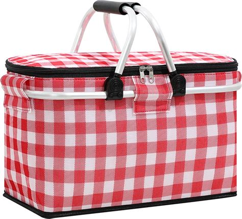 Picnic Basket Folding Cooler Insulated Picnic Basket Portable Food Storage Bag