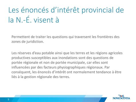 Énoncés dintérêt provincial de la Nouvelle Écosse ppt télécharger