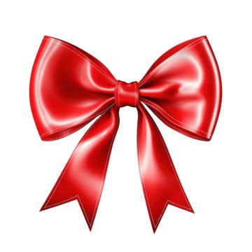 Red Ribbon Bow Shiny Elegance Horizontal Cut PNG Transparent Image