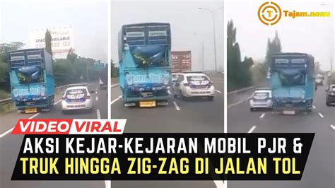 Viral Aksi Kejar Kejaran Mobil Pjr Dan Truk Di Jalan Tol Youtube