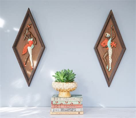 Vintage Midcentury Harlequin Jester Wall Hangings Inch S Framed