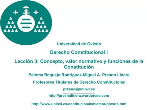 Ppt Universidad De Oviedo Derecho Constitucional I Lecci N