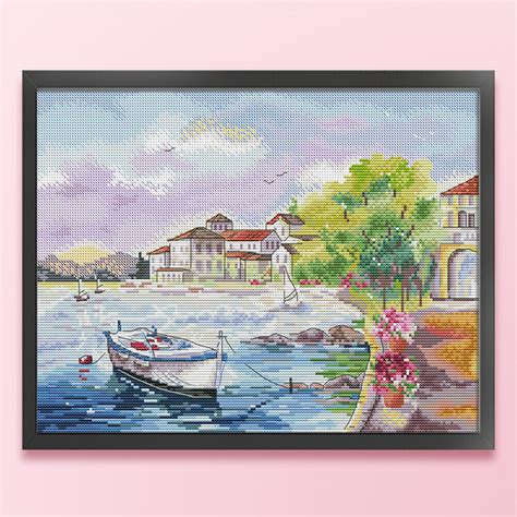 Full Embroidery Eco Cotton Thread Ct Printed Landscape Cross Stitch