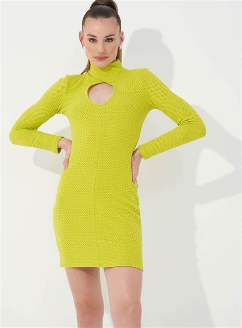 Vestido Slim Com Decote Cut Out Mangas Longas Colcci