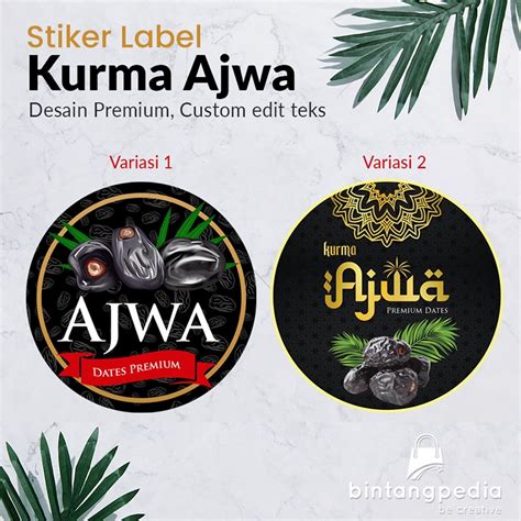 Jual Stiker Kurma Ajwa Isi 12 Pcs Custom Edit Tekslogo Diameter 10